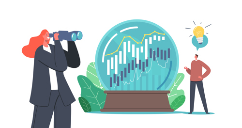 People forecasting outcomes based on analytics